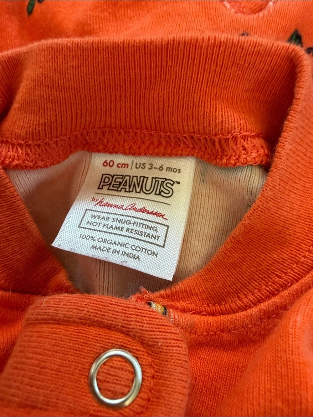 Hanna Andersson Orange Snoopy Pumpkin Print One-Piece PJs
